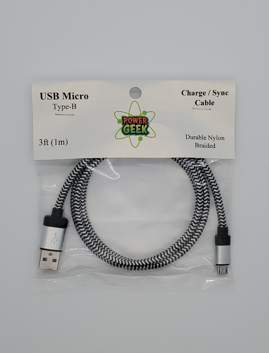 GEEK MONKEY - Câble USB-A 2.1 compatible Micro USB - Charge rapide - 1  mètre - Noir